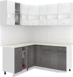 Угловая кухня Кортекс-мебель Корнелия Экстра 1.5x1.7м (белый/береза/марсель)