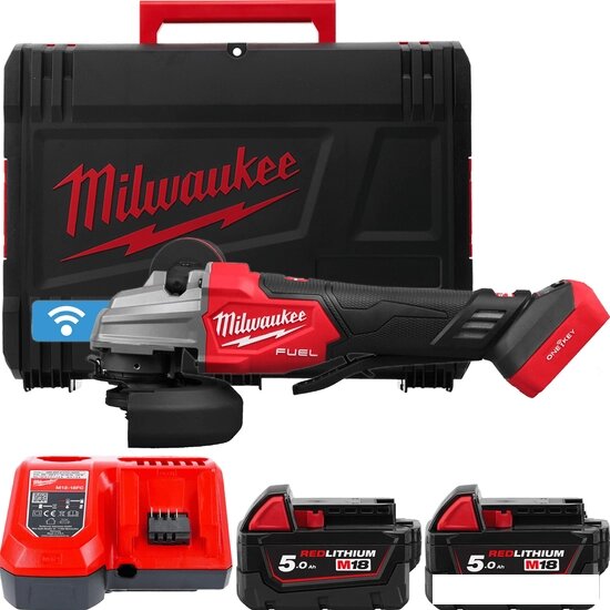 Угловая шлифмашина Milwaukee M18 Fuel One-Key M18FSAGSVO125X-502X 4933493553 (с 2-мя АКБ 5 Ач, кейс) от компании Интернет-магазин marchenko - фото 1