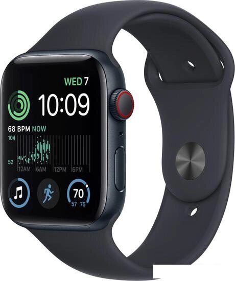 Умные часы Apple Watch SE 2 44 мм (алюминиевый корпус, полуночный/полуночный, спортивный силиконовый от компании Интернет-магазин marchenko - фото 1