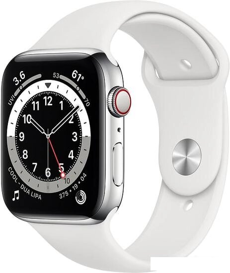 Умные часы Apple Watch Series 6 LTE 44 мм (сталь серебристый/белый спортивный) от компании Интернет-магазин marchenko - фото 1