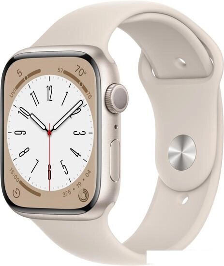 Умные часы Apple Watch Series 8 45 мм (алюминиевый корпус, звездный свет/звездный свет, спортивный с от компании Интернет-магазин marchenko - фото 1