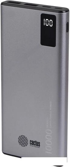 Внешний аккумулятор CACTUS CS-PBFSLT-10000 (серый) от компании Интернет-магазин marchenko - фото 1