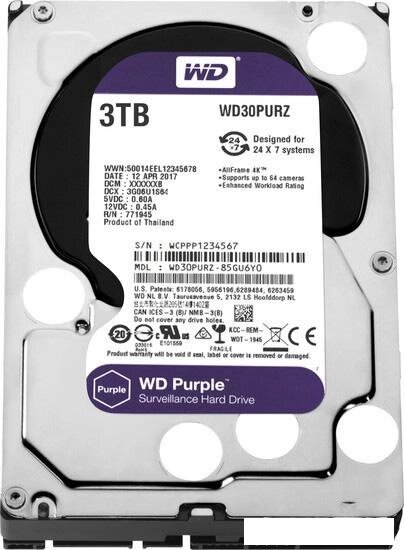 Жесткий диск WD Purple 3TB [WD30PURZ] от компании Интернет-магазин marchenko - фото 1