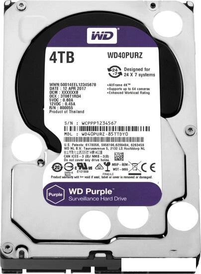 Жесткий диск WD Purple 4TB [WD40PURZ] от компании Интернет-магазин marchenko - фото 1
