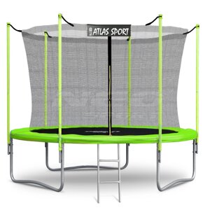 Батут AtlasSport 252 см (8ft) с внутренней сеткой и лестницей GREEN