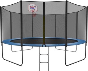 Батут GetActive Jump 14ft - 435 см лестница, сетка, кольцо (синий)