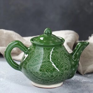 Чайник узбекский керамический зеленый. 1 литр