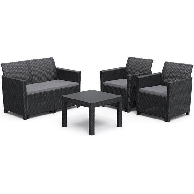 Комплект садовой мебели Keter Claire 2 seater set (1 диван + 2 кресла + 1 столик), графит от компании ООО "Спрингхауз" - фото 1