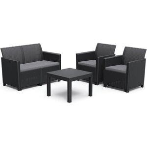 Комплект садовой мебели Keter Claire 2 seater set (1 диван + 2 кресла + 1 столик), графит