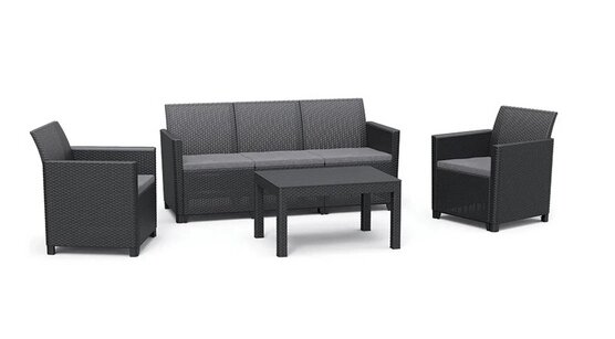 Комплект садовой мебели Keter Claire 3-seater Set, графит от компании ООО "Спрингхауз" - фото 1