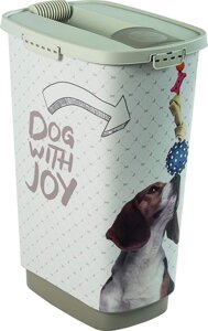 Контейнер для корма Cody 50 л, Dog with Joy, белый