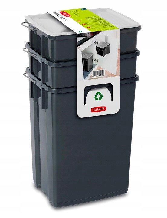 Набор контейнеров для сегрегации отходов Curver Biobox 3х26л, черный от компании ООО "Спрингхауз" - фото 1