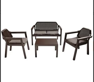 Набор мебели EASY COMFORT (диван, 2 кресла, стол), коричневый