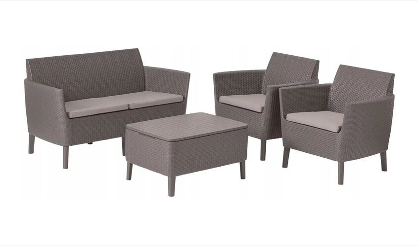 Набор садовой мебели Keter Salemo 2-sofa set (два кресла, двухместный диван, кофейный столик), капучино от компании ООО "Спрингхауз" - фото 1