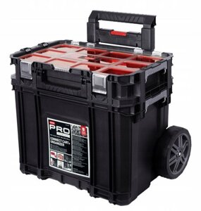 Набор ящиков для инструментов на колесах Keter Connect Cart + organizer set 58,8L, чёрный/красный