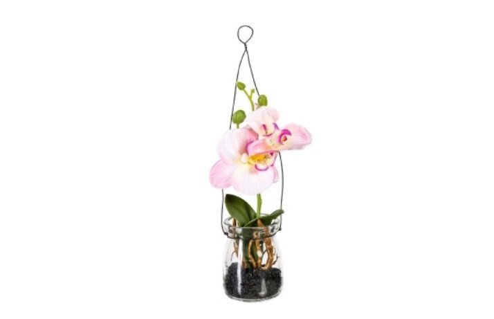Орхидея искусственная в подвесном горшке, 20 см, розовый от компании ООО "Спрингхауз" - фото 1