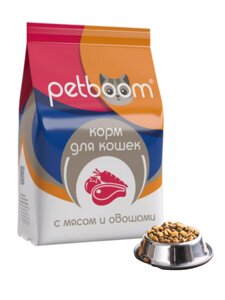 PetBoom Корм сухой для взрослых кошек с мясом и овощами КСК-3 Б4 жбн-153 (уп. 2 кг)