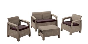 Набор уличной мебели Corfu Set (диван двухместный, два кресла , столик), капучино