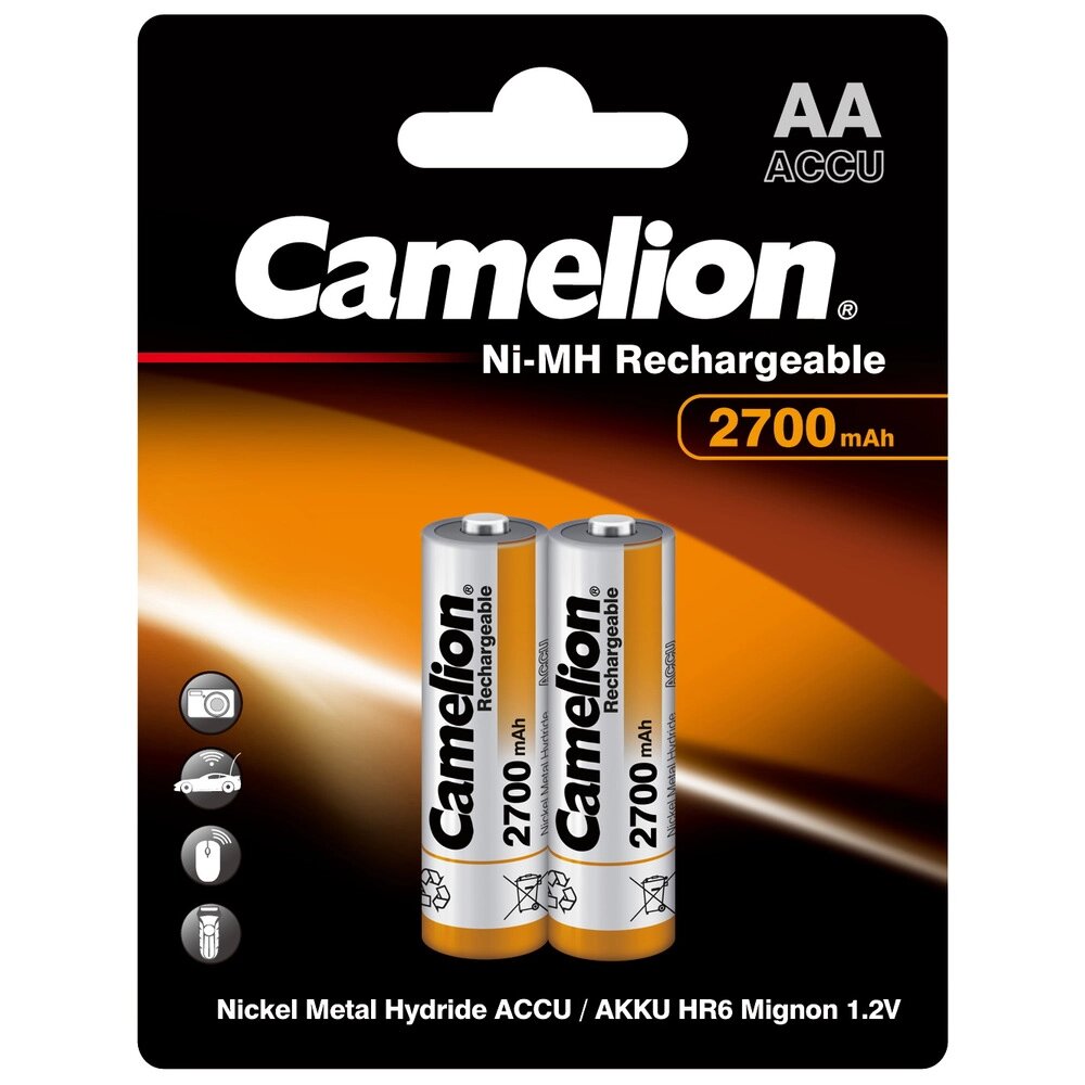 Аккумулятор Camelion NH-AA2700BP2 24/384, 1.2V, 2000 мА/ч, 2 штуки от компании «Офистон маркет» - фото 1