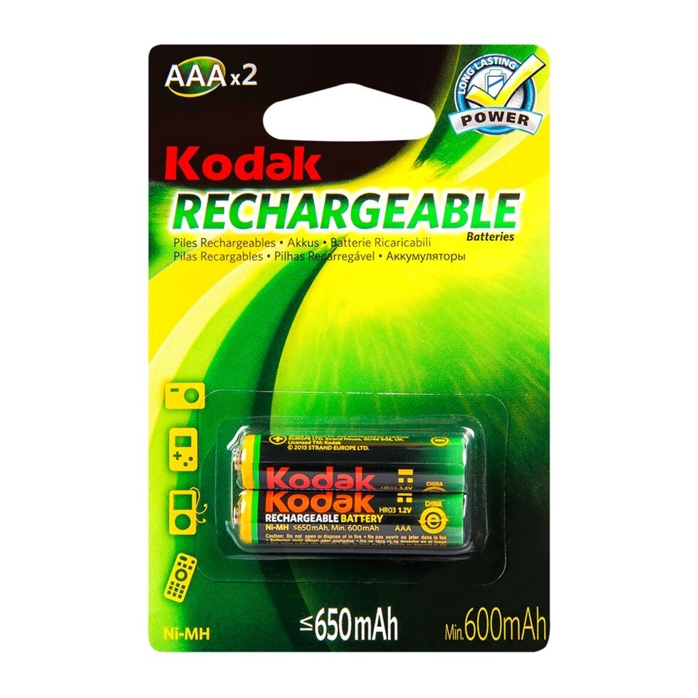 Аккумуляторы "Kodak HR03-2BL", AAA, Ni-MH, 2 шт. от компании «Офистон маркет» - фото 1