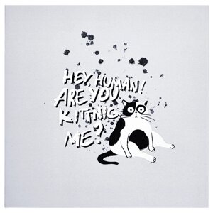 Альбом для рисования "Hey human кот", 170x170 мм, 40 листов, склейка, голубой