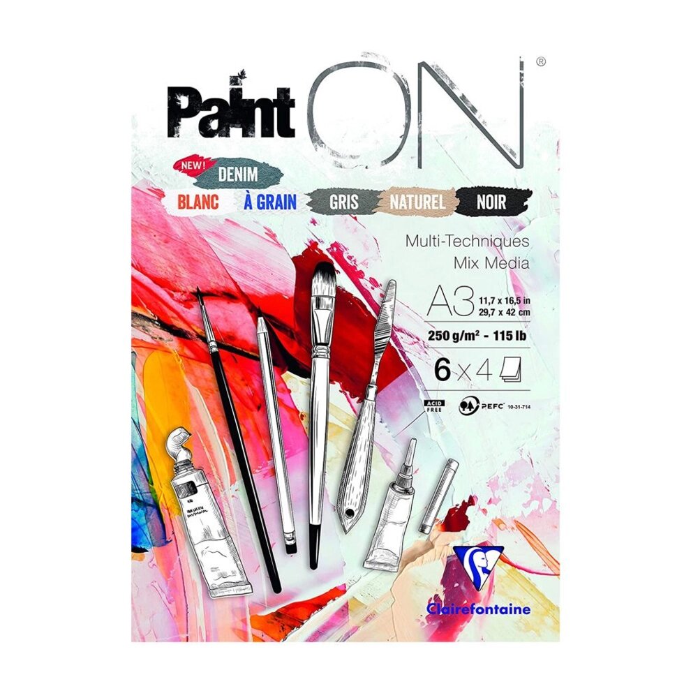 Блок-склейка "Paint'On", А3, 250 г/м2, 24 листа ассорти от компании «Офистон маркет» - фото 1