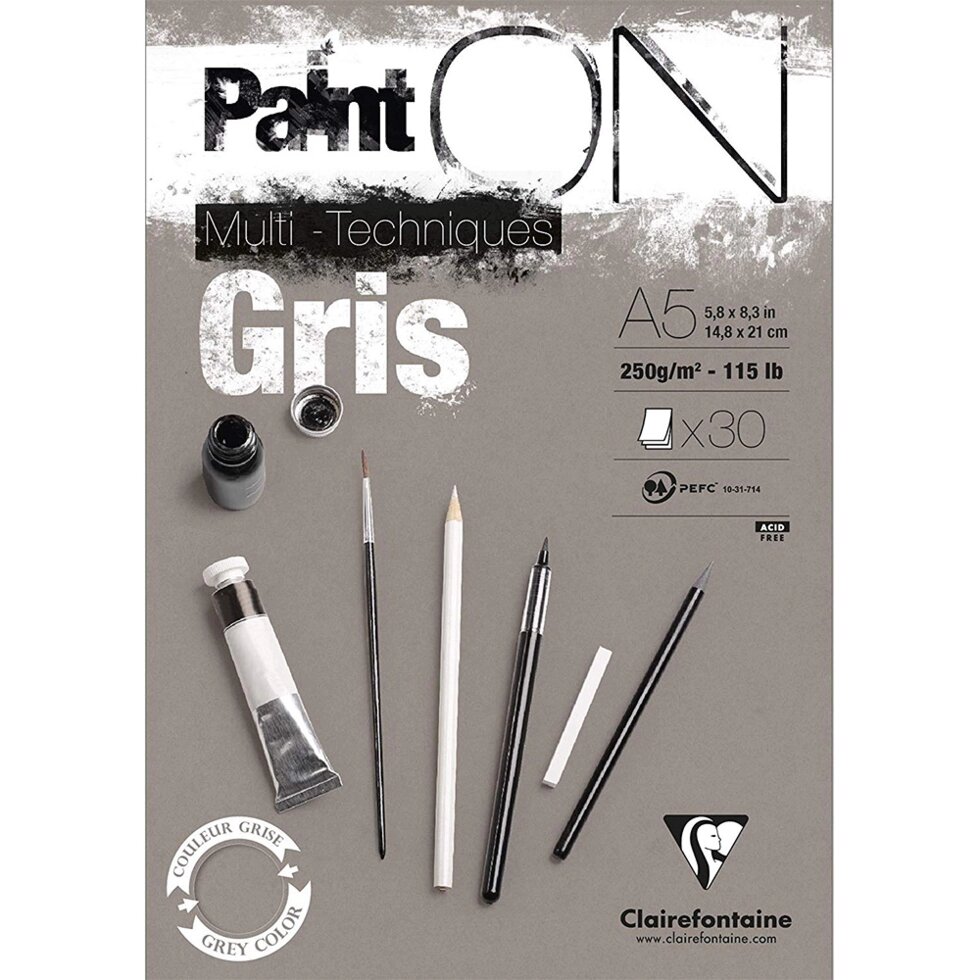 Блок-склейка "Paint'On" Gris, А5, 250 г/м2, 30 листов от компании «Офистон маркет» - фото 1