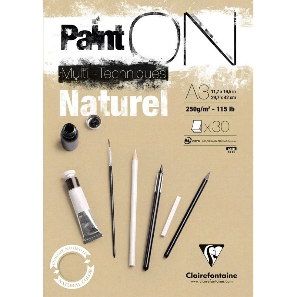 Блок-склейка "Paint'On" Naturel, А3, 250 г/м2, 30 листов от компании «Офистон маркет» - фото 1