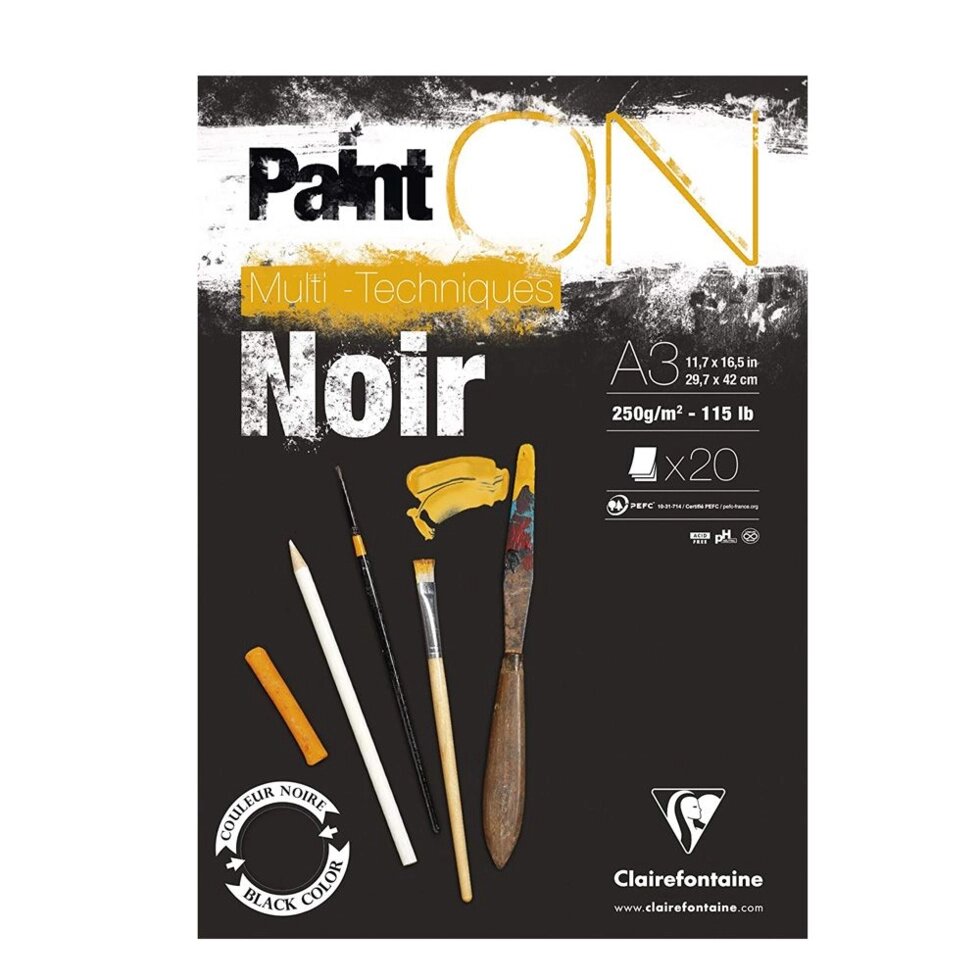 Блок-склейка "Paint'On" Noir, А3, 250 г/м2, 20 листов от компании «Офистон маркет» - фото 1