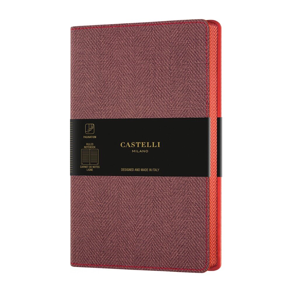 Блокнот Castelli Milano "Harris Red", A5, 120 листов, линейка, бордовый от компании «Офистон маркет» - фото 1