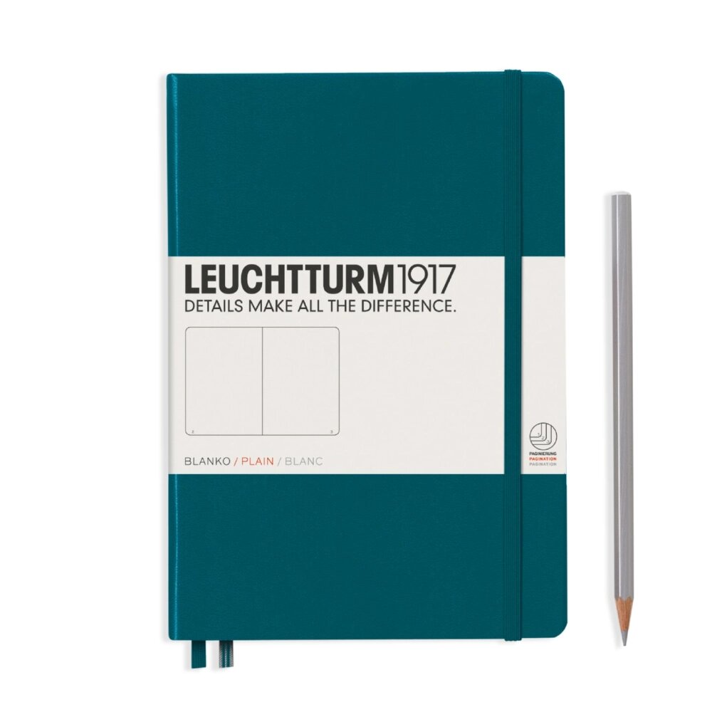 Блокнот "Leuchtturm1917. Classic", А5, 251 листов, нелинованный, тихоокеанский зеленый от компании «Офистон маркет» - фото 1