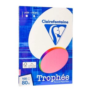 Бумага цветная "Trophée", А4, 100 листов, 80 г/м2, ассорти неон