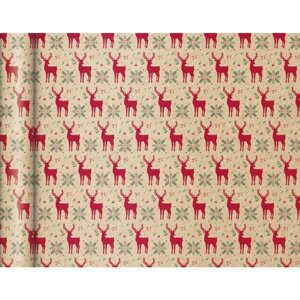 Бумага декоративная в рулоне "Raw kraft. Red reindeer", 70 г/м2, 5х0,35 м, разноцветный