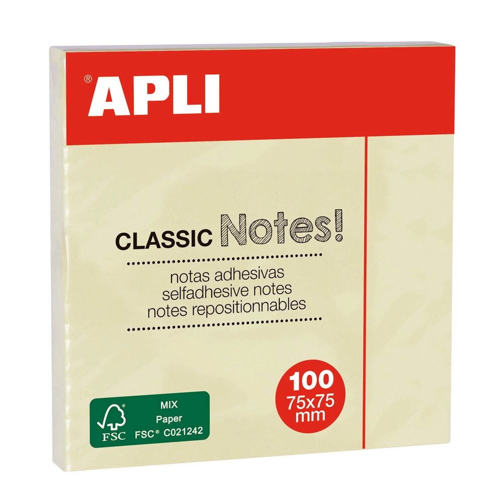 Бумага для заметок на клейкой основе "Classic notes", 75x75 мм, 100 листов, желтый от компании «Офистон маркет» - фото 1