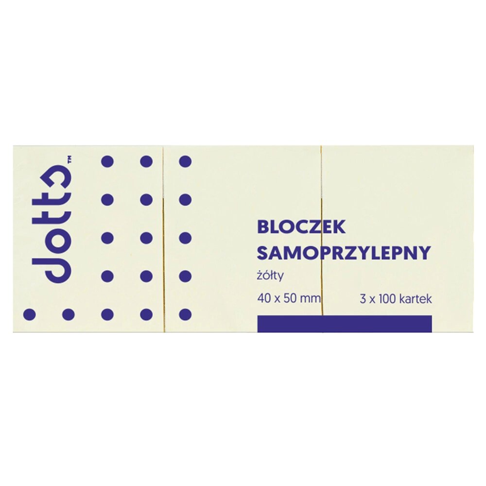 Бумага для заметок на клейкой основе "Dotts", 40x50 мм, 3x100 листов, желтый от компании «Офистон маркет» - фото 1