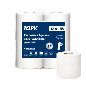 Бумага туалетная "Tork Advanced", 2 слоя, 4 рулона (120158-60)