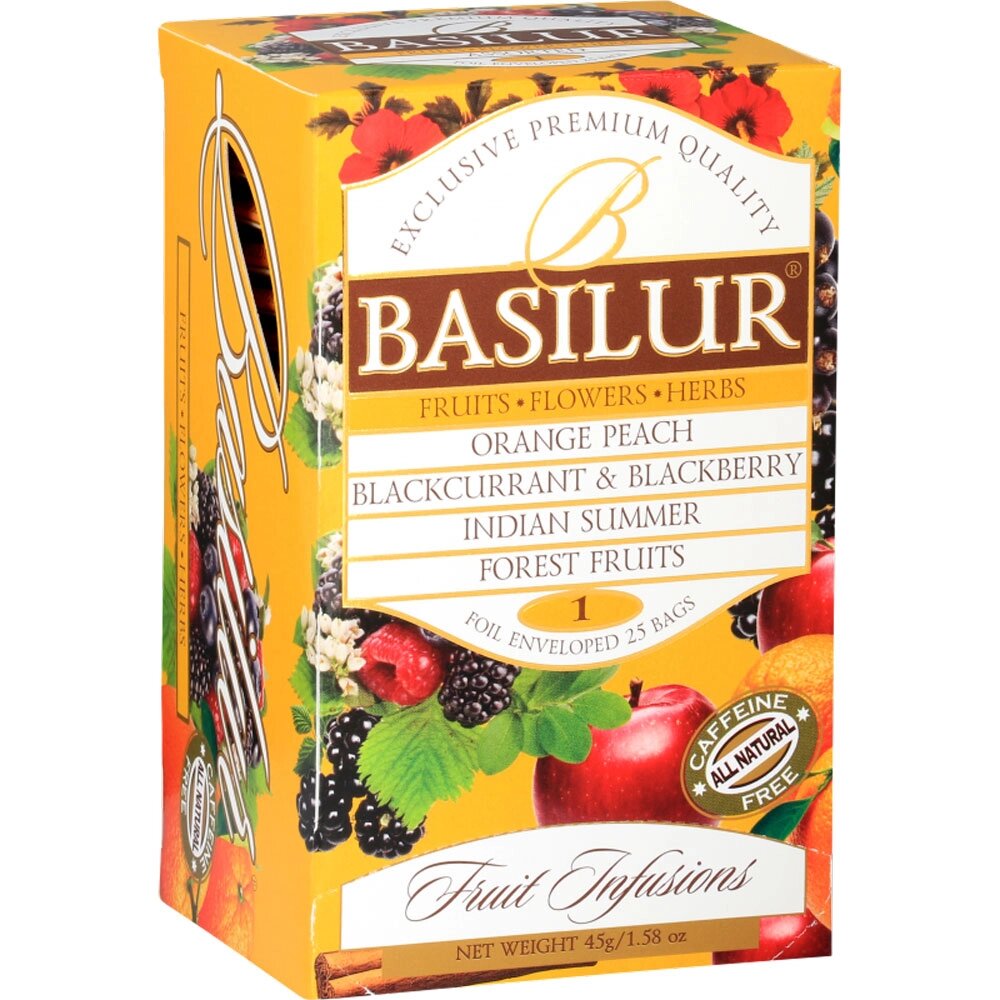 Чай Basilur "Fruit infusion", 25 пакетиковx1.8 гр, ассорти от компании «Офистон маркет» - фото 1