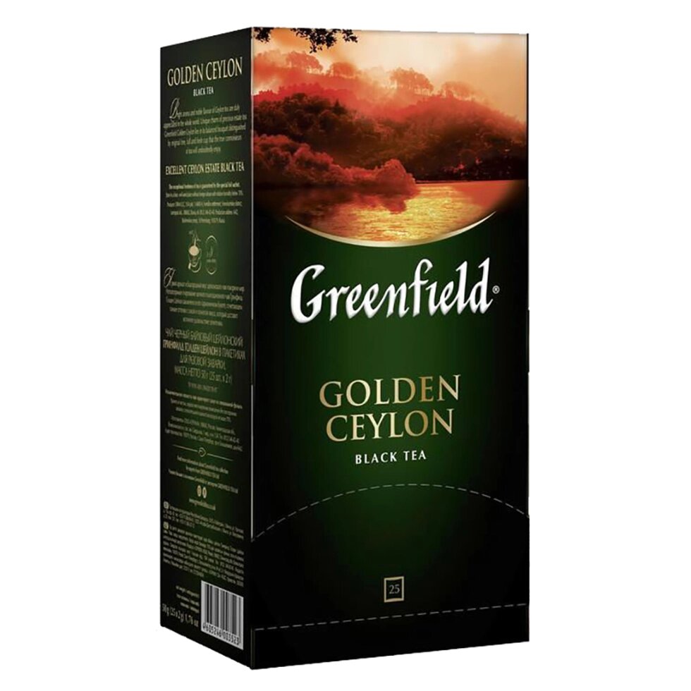 Чай "Greenfield" Golden Ceylon, 25 пакетиков x2 г, черный от компании «Офистон маркет» - фото 1