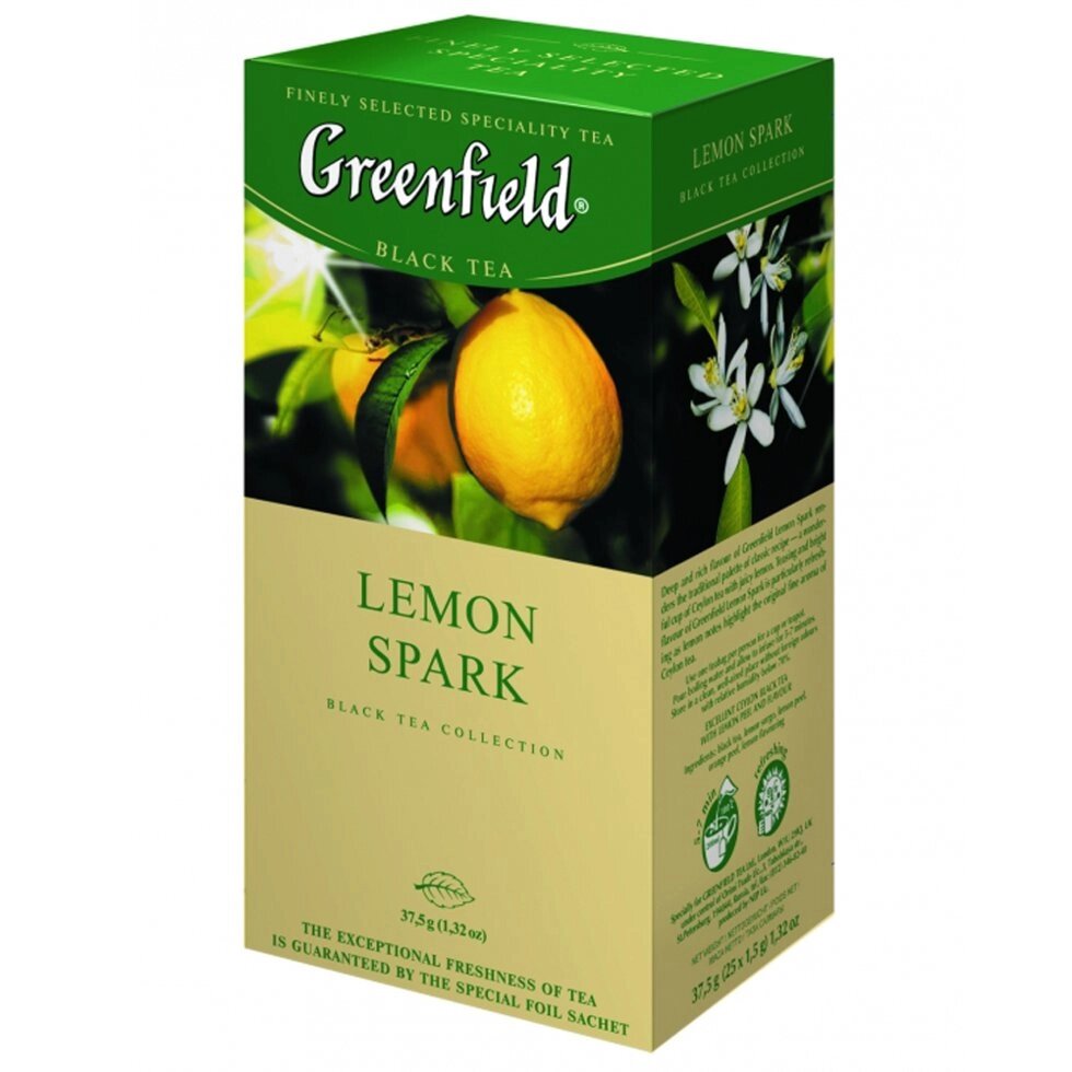 Чай "Greenfield" Lemon Spark, 25 пакетиков x2 г, черный от компании «Офистон маркет» - фото 1