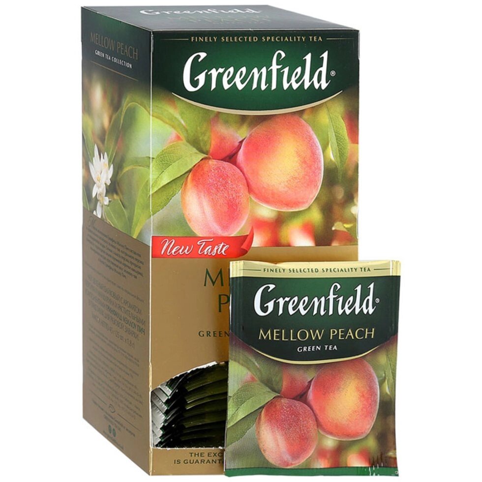 Чай "Greenfield" Mellow Peach, 25 пакетиков x1.5 г, зеленый от компании «Офистон маркет» - фото 1