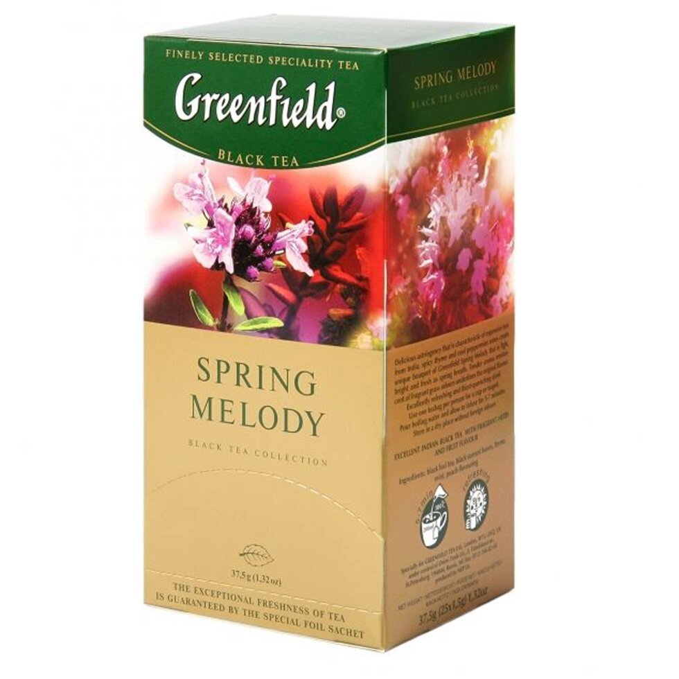 Чай "Greenfield" Spring Melody, 25 пакетиков x1.5 г, черный от компании «Офистон маркет» - фото 1