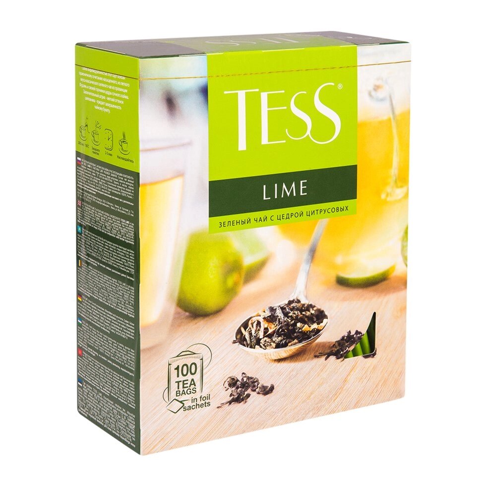 Чай "Tess" Lime, 100 пакетиков x1.5 г, зеленый от компании «Офистон маркет» - фото 1