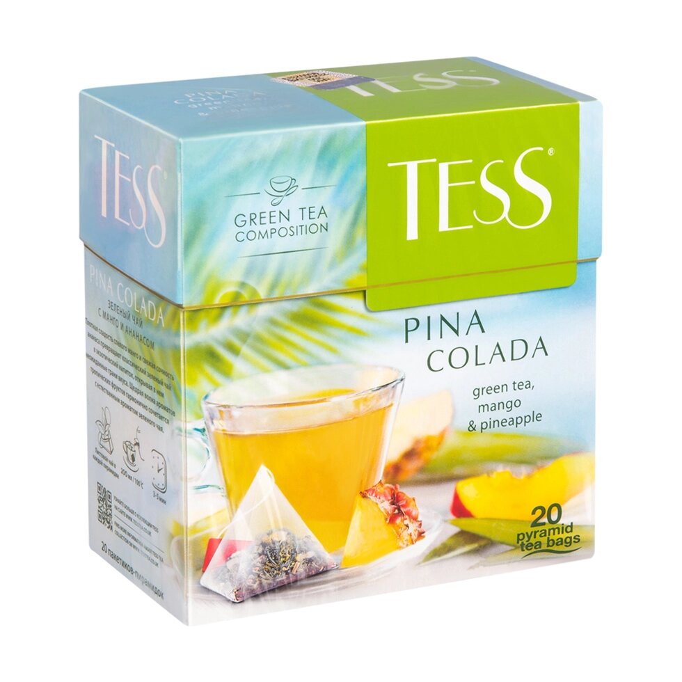 Чай "Tess" Pina Colada, 20 пакетиковx1.8 г, зеленый от компании «Офистон маркет» - фото 1