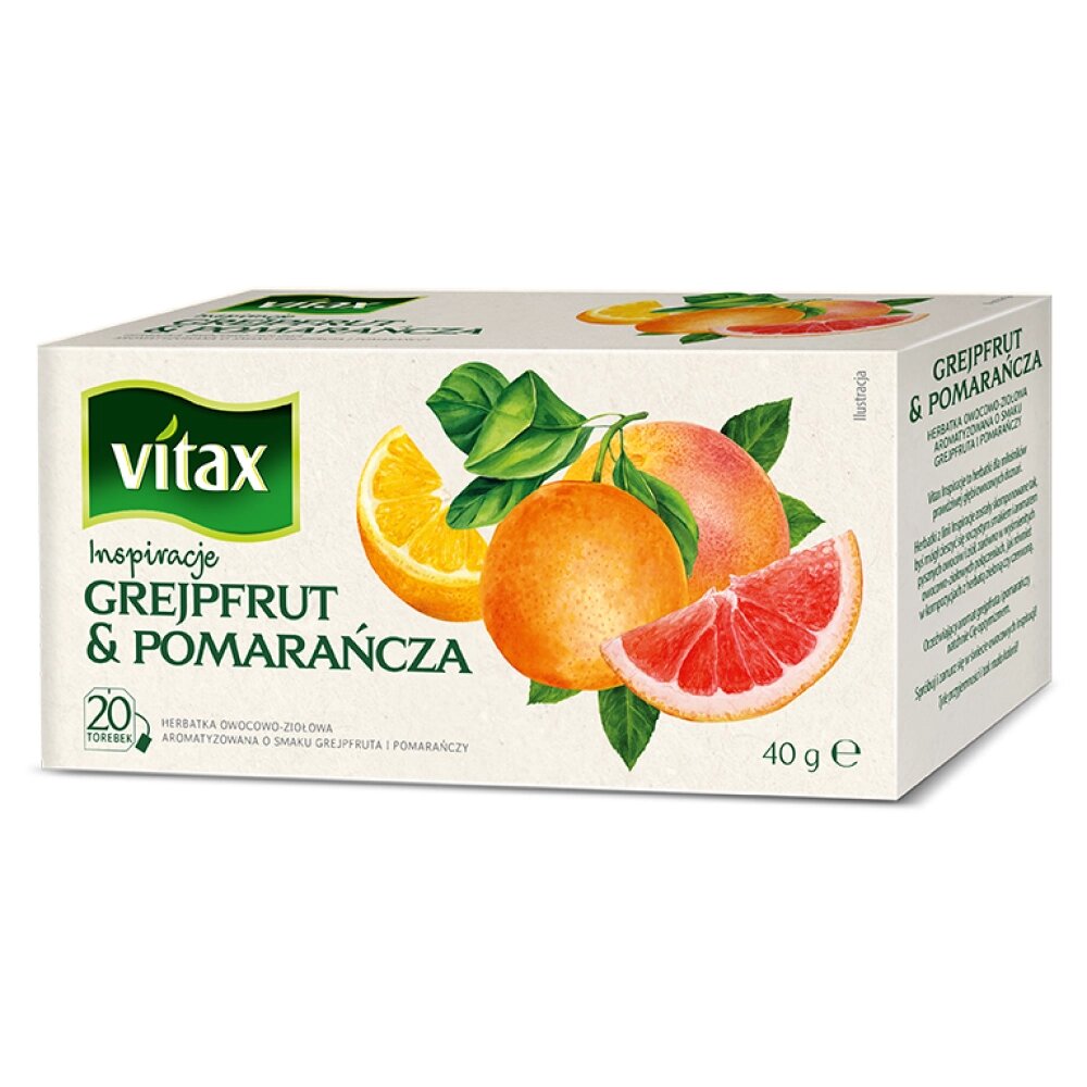 Чай "Vitax" 20*2 г., фруктовый, со вкусом грейпфрута и апельсина от компании «Офистон маркет» - фото 1