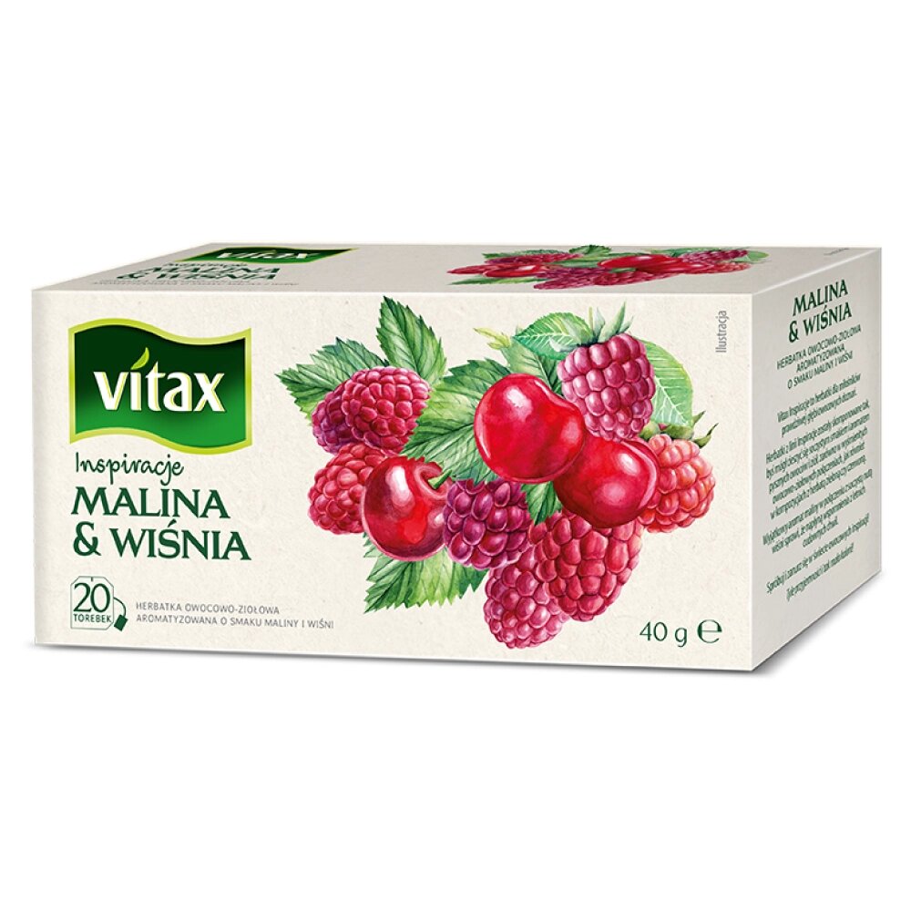 Чай "Vitax", 20 пакетиков x2 г, фруктовый, со вкусом малины и вишни от компании «Офистон маркет» - фото 1