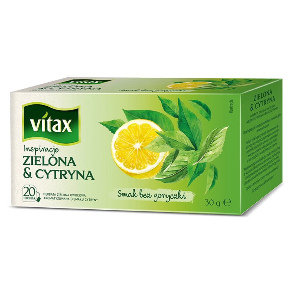 Чай "Vitax", 20x 1.5 г, зеленый, со вкусом лимона от компании «Офистон маркет» - фото 1