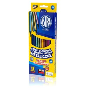 Цветные карандаши "Black Wood Metallic", 12 цветов