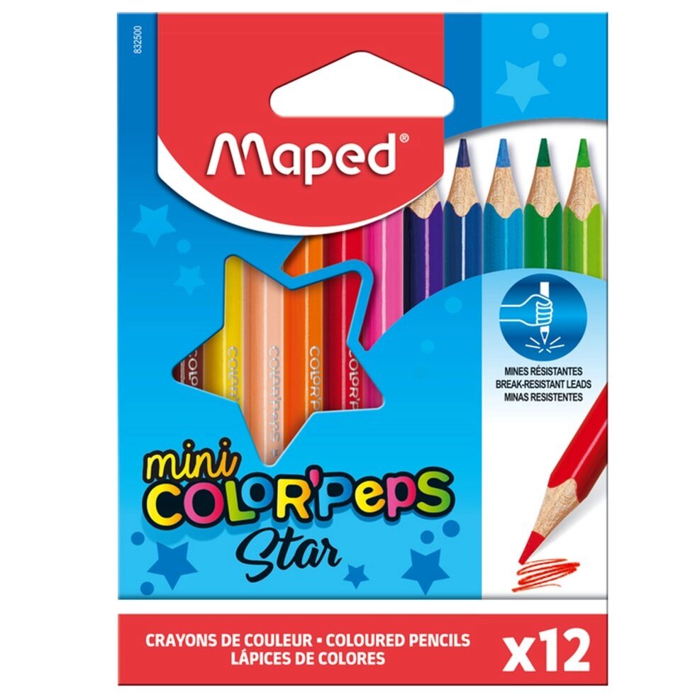 Цветные карандаши Maped "Color Peps" мини, 12 цветов от компании «Офистон маркет» - фото 1