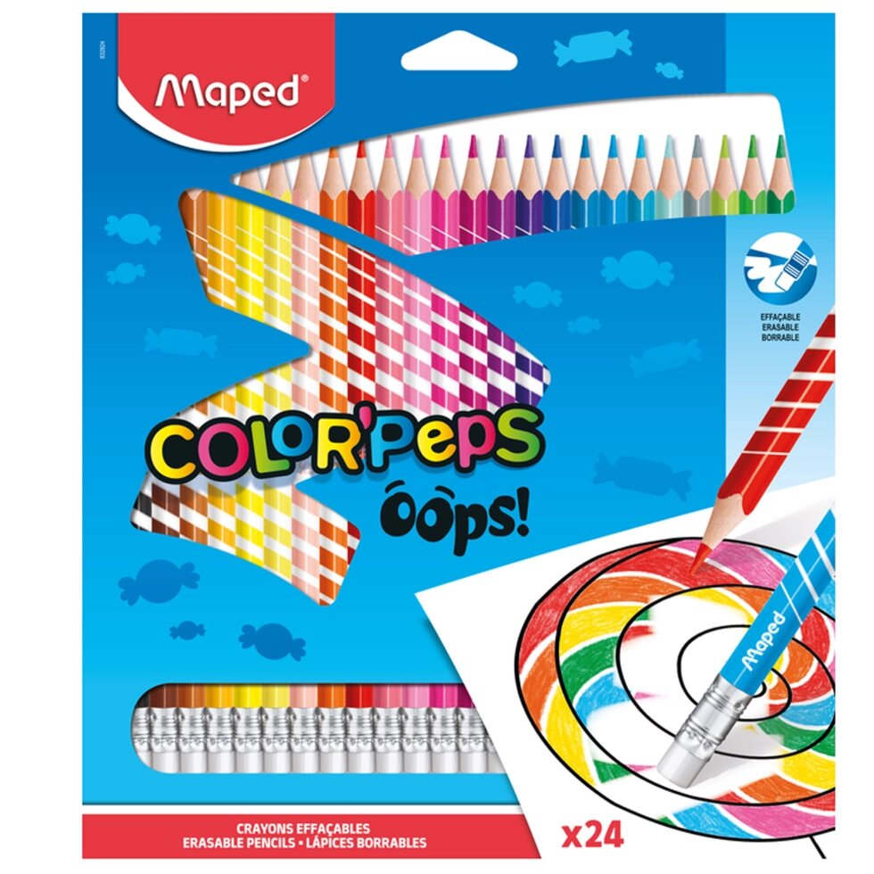 Цветные карандаши Maped "Color' Peps Oops", 24 цвета от компании «Офистон маркет» - фото 1