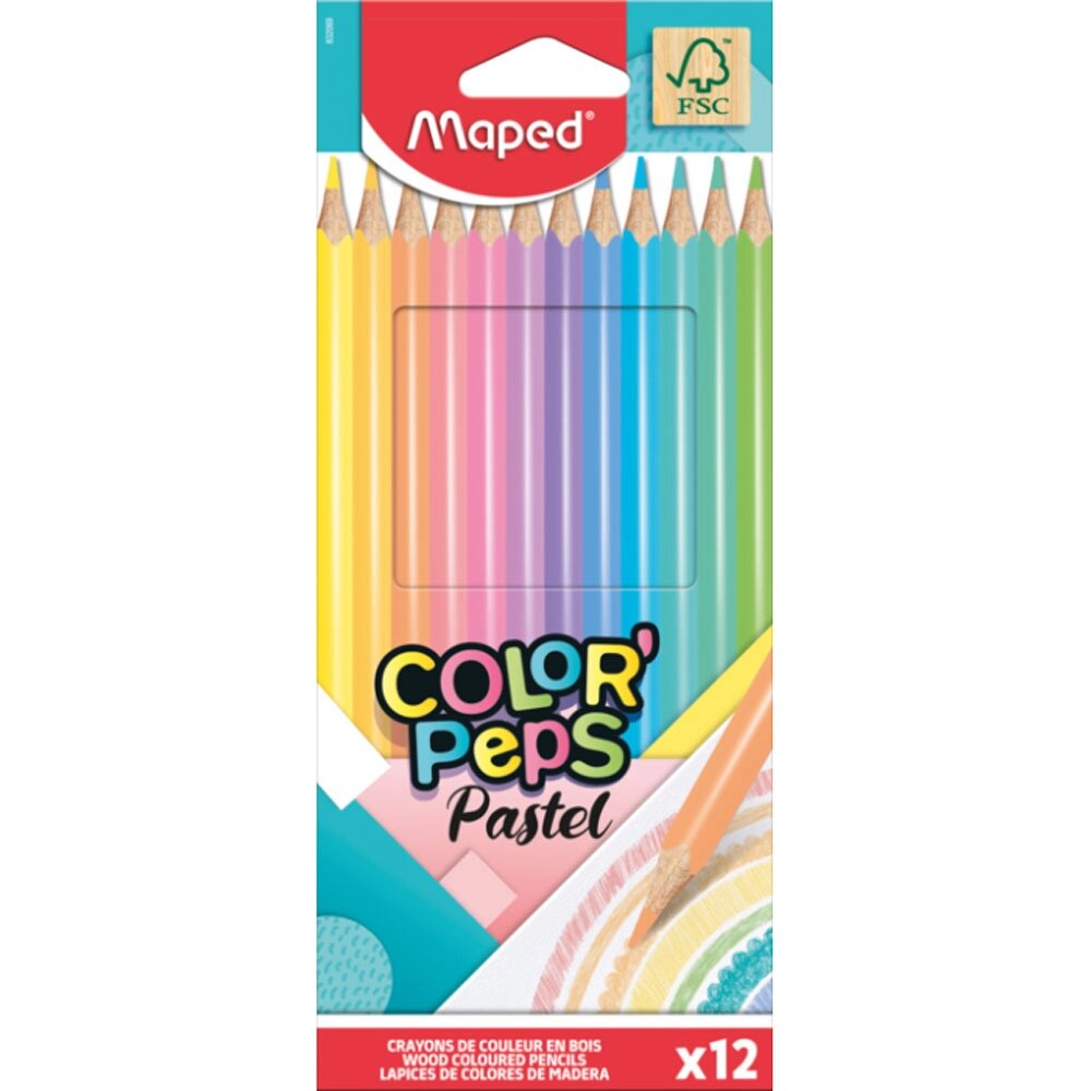 Цветные карандаши Maped "Color Peps Pastel", 12 цветов от компании «Офистон маркет» - фото 1